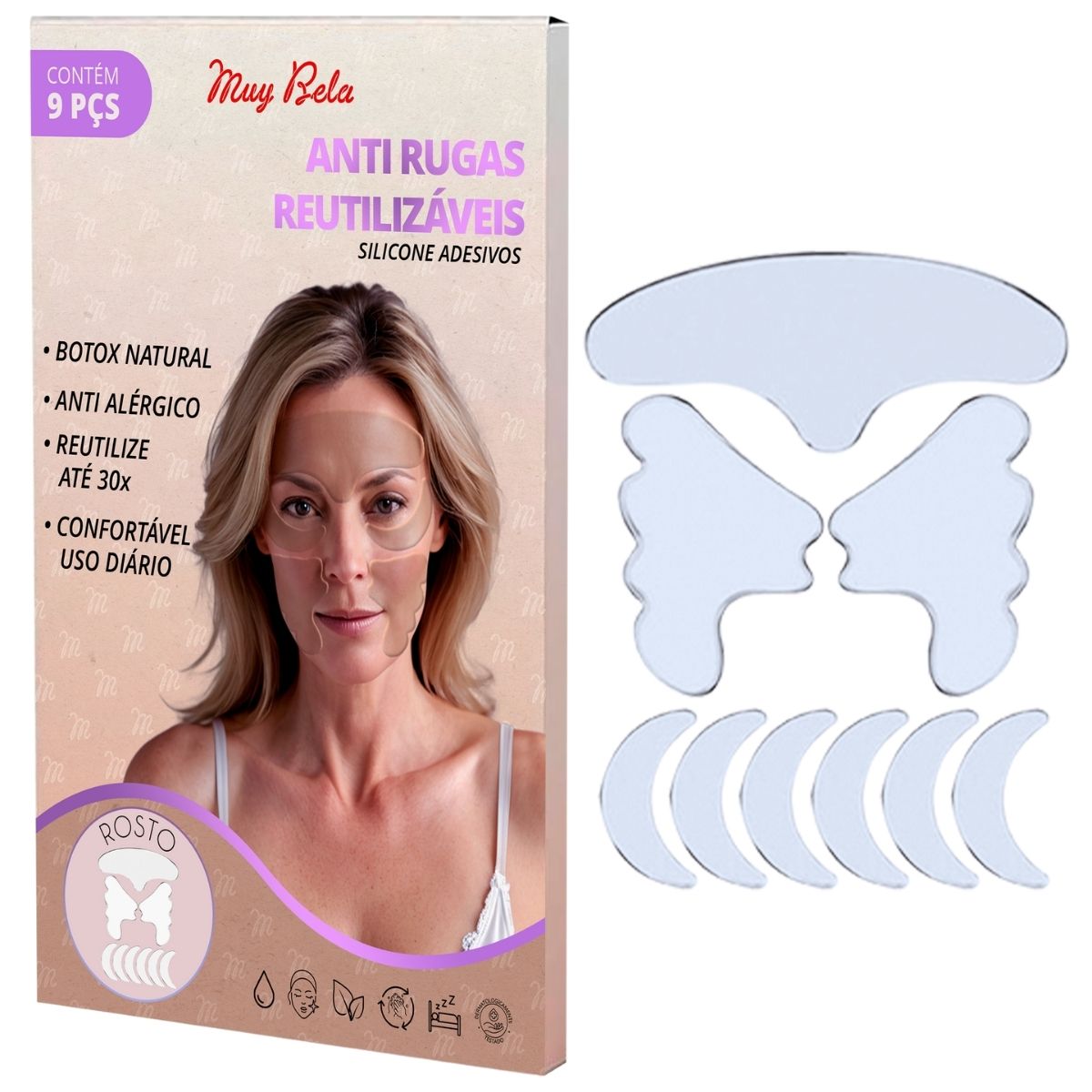 Adesivos Anti Rugas para Rosto Modelo:9 Peças